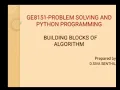 Solving and Python Programming-Building Blocks of Algorithm