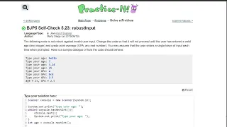 Java Practice It 5 23 robustInput Scanner input while loop debugging operator