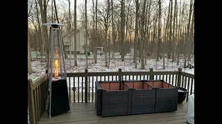 ALAULM 8 Pieces Outdoor Patio Furniture Set with Propane Fire Pit Table Outdoor Sectional Sofa Sets
