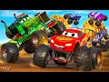 Lagu McQueen Monster Truck’s Heroic Rescue! Saving Monster Trucks from Criminal Trucks in Battle!