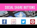 Social media share button with awesome hover effect using HTML CSS Pure CSS social share buttons