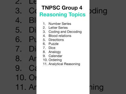 TNPSC Group 4 Reasoning Topics