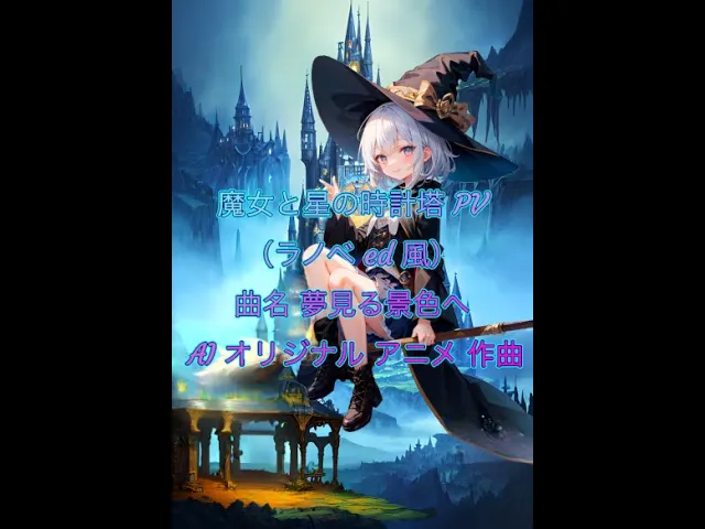 魔女と星の時計塔pv 夢見る景色へ AIアニメ オリジナル作曲 (ラノベed風)