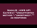 NodeJS AWS API Gateway Unsupported method undefined as response