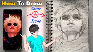 Anime Character Drawing Tutorial For Beginners || Gojo Outline Drawing Tutorial Step by Step.
