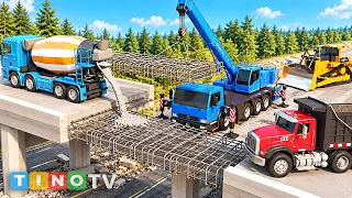 Overpass Bridge Crack! Mobile Crane Accident 🚧 Truck Rescue & Bridge Repair Construction Simulation