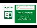 Excel VBA Tutorial Display Message to user using MsgBox function
