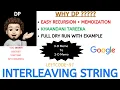 Interleaving String Khandaani Tareeka Memoization GOOGLE Leetcode-97