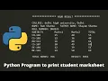 Student Mark List program in Python Programming Python Mini Project with Source code Pro101