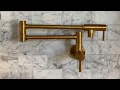 Moen Modern Brushed Gold Wall Mount Swing Arm Folding Pot Filler Double Jointed Kitchen Faucet