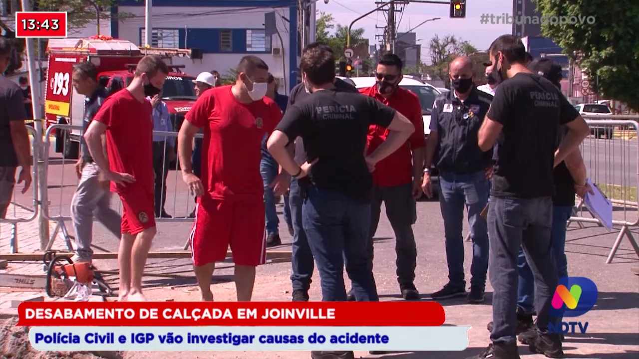 Desabamento de calçada em Joinville: Polícia Civil e IGP vão investigar causas do acidente