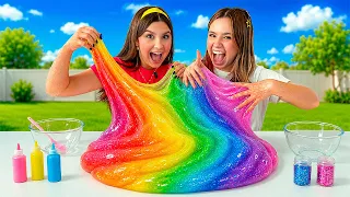 FIZEMOS A MAIOR SLIME DE ARCO-ÍRIS DO MUNDO!! *conseguimos