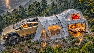 I BUILT A GIANT TWO-STORY TENT ALONE IN HEAVY RAIN