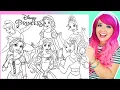 Coloring Disney Princess Coloring Pages Cinderella Tiana Snow White Ariel Mulan Rapunzel