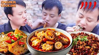Village Funny Mukbang  Grilled Stone Food  Wild Cooking  Eating Special Food Collection