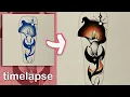 Timelapse - Calla Lily with Moon and Star Tattoo Design Procreate
