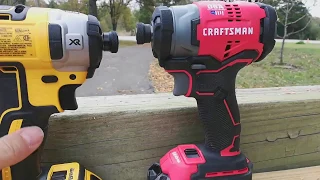 Craftsman V20 brushless imact driver and DeWalt 887 comparison