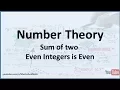Number Theory The sum of two Even numbers are Even