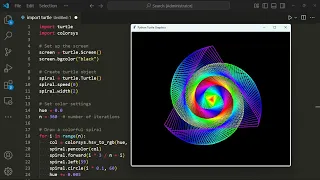 Colorful Spiral Pattern with Python Turtle Stunning Turtle Graphics Animation geekbyte01