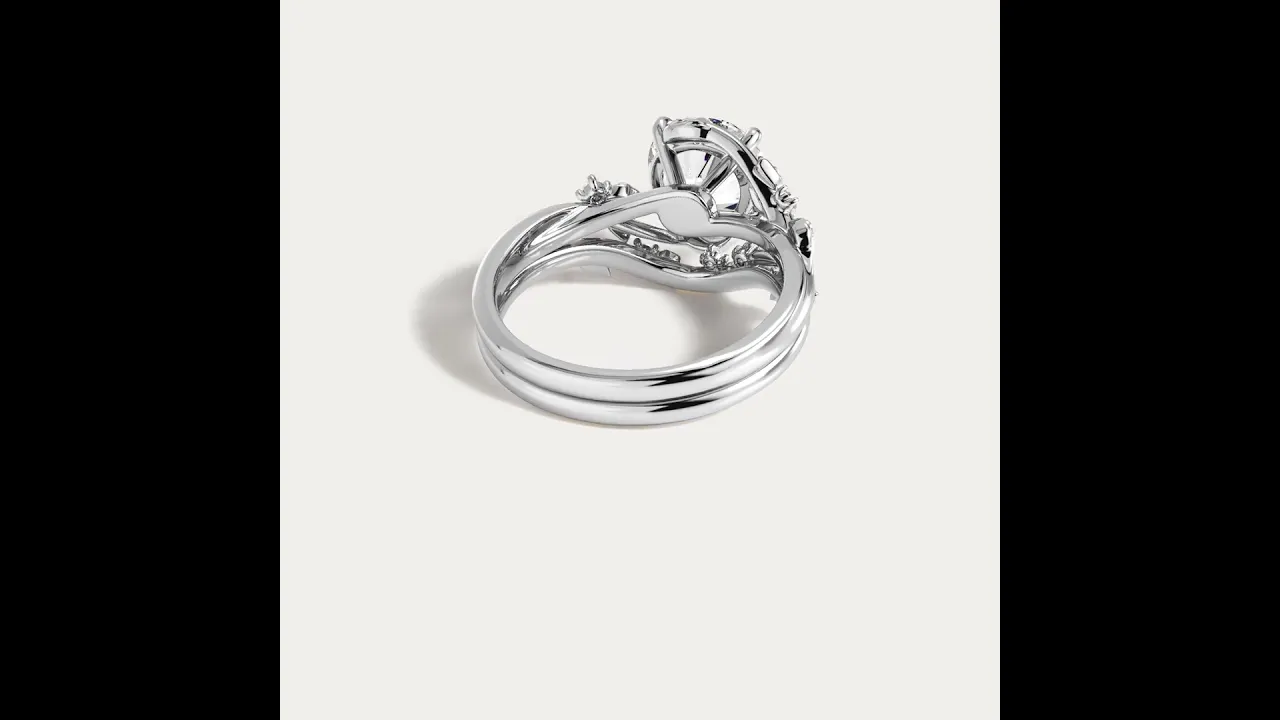 Octavia丨Round Cut Lab-Grown Diamond Leaf-Wrapped Bridal Ring Set