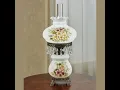 Abigail Floral Hurricane-Style Exclusive Glass Table Lamp with Faux Crystals