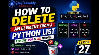 How to Delete an Element from a Python List Python List Remove Pop Del Tutorial Lesson 27