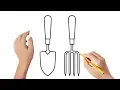 How to draw gardening tools Easy drawings