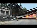 Fiery crash collapses bridge shuts down I-20 in Aiken County