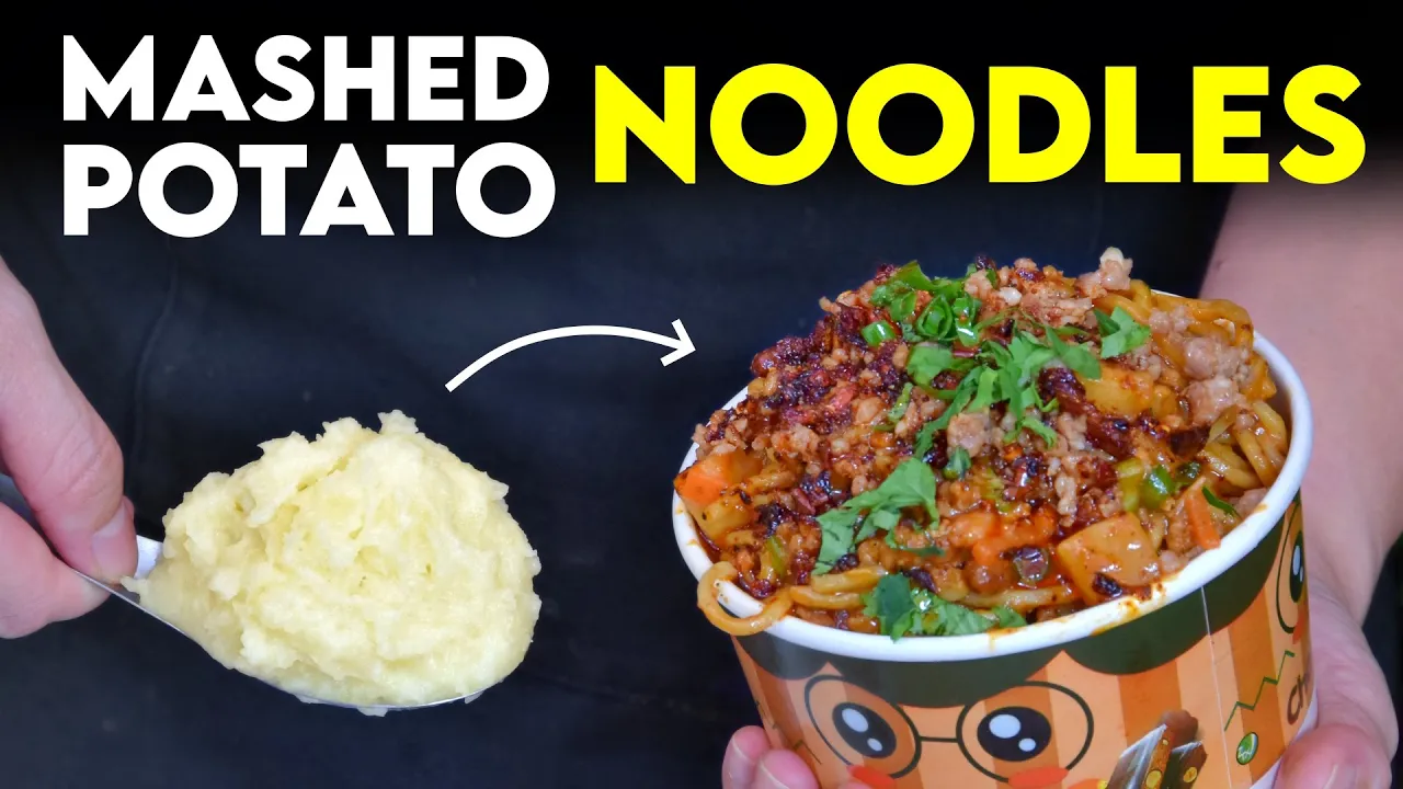 Spicy Noodles in Mashed Potatoes Sauce (New Street Food in China)