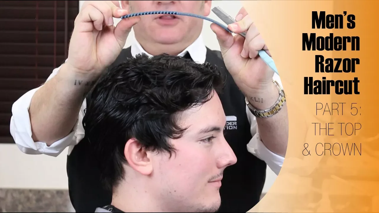 Part 5 - Men's Modern Razor Haircut - The Top & Crown of the Head - Erik Lander