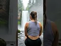 Download Lagu Sexy Curvy Woman in the Rain Facing a Beautiful Waterfall