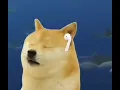 Doge listening with a earphone cheems doge meme template