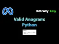 Valid Anagram Blind 75 LC 242 Python