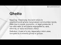 Ghetto Meaning