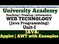 WT31 Java Applet AWT in java Lifecycle of Java Applet Applet Example Abstract Window Toolkit Hindi