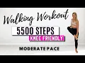 KNEE FRIENDLY WALKING WORKOUT 5500 STEPS MODERATE PACE CARDIO SESSION for Weight Loss ALL STANDING