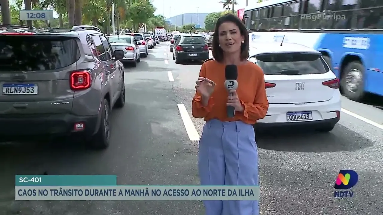 Manutenção na rede elétrica complica trânsito na SC-401 em Florianópolis nesta quinta-feira