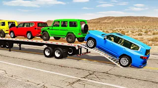 flatbed truck mcqueen transportation with truck pothole vs car 206 beamng drive
