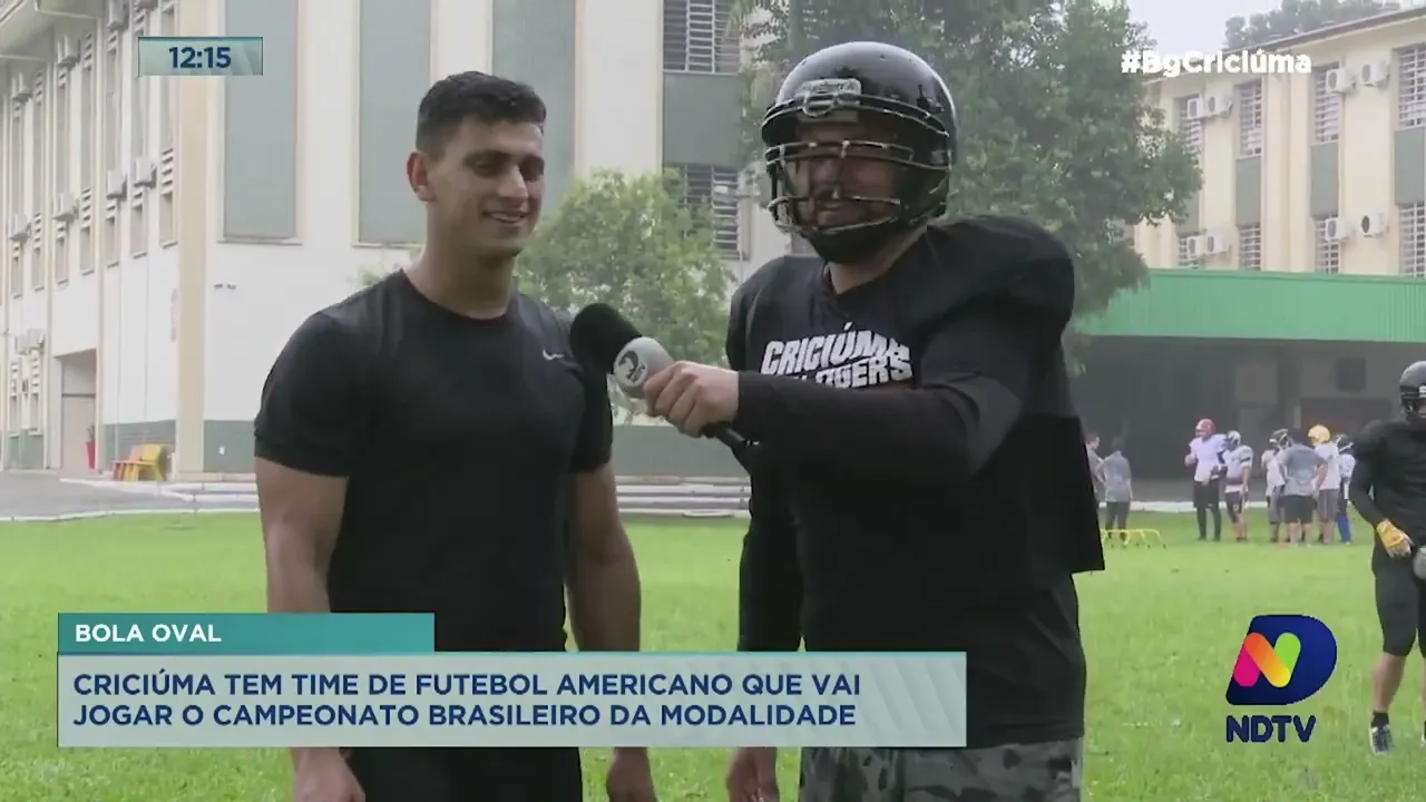 Repórter do BG Criciúma encara treinamento de futebol americano