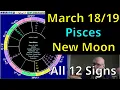 Thur Mar 19 2026 Astrology all 12 signs Pisces New Moon