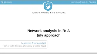 R Tutorial Network analysis in R A tidy approach