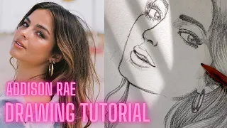 Download How to draw Addison Rae for Beginners with pencil | Easy step by step drawing tutorial MP3