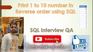 Print 1 to 10 in reverse order using SQL