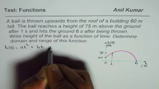 Practice Function Notation for Word problem on Hight of Ball with Domain and Range