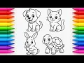 Magical Learn Animals Colors with Cute Coloring Pages Fun Coloring for Kids
