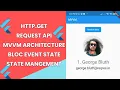 TUTORIAL FLUTTER VM ARCHITECTURE BLOC STATE MANAGEMENT HTTP GET FETCH DATA EVENT STATE REQUEST API