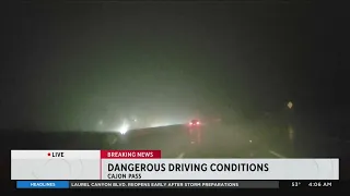 Slick roads fog on 15 Fwy heading into Cajon Pass