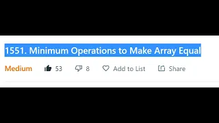 LeetCode 1551 - Minimum Operations to Make Array Equal