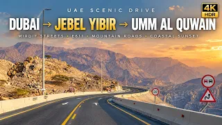 Dubai to Jebel Yibir & Umm Al Quwain 🇦🇪 | UAE Mountain Roads & Sunset Drive | 4K