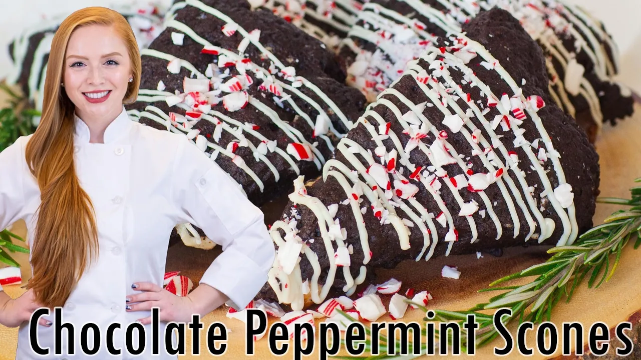 EASY Chocolate Peppermint Scones | with Peppermint Bark & Crushed Mints